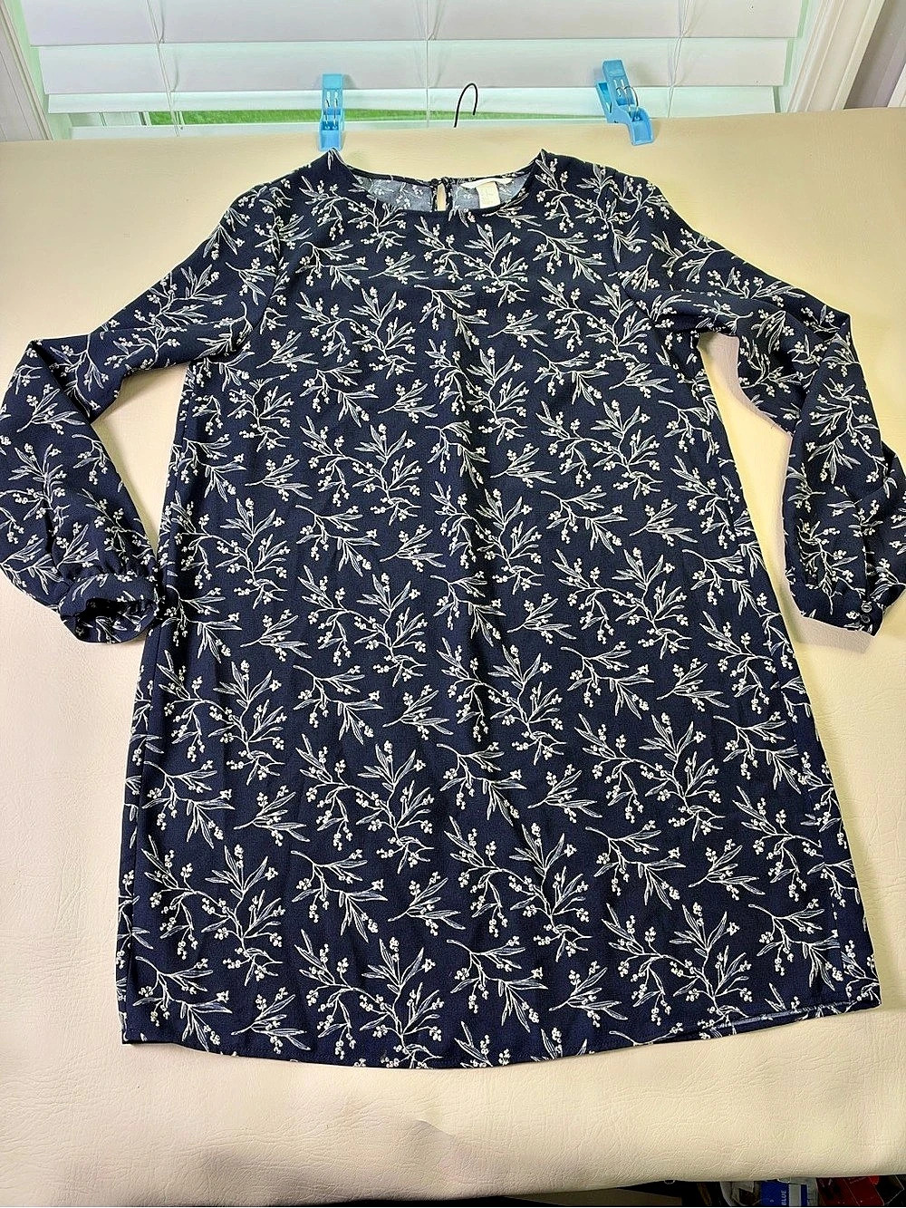 H&M Floral Mini Dress in Blue & White Large size 10